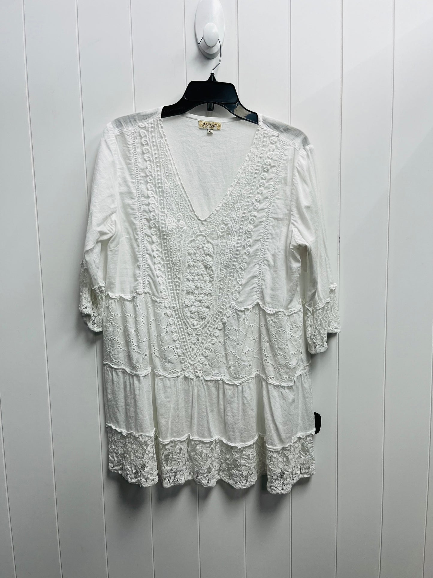 Tunic Long Sleeve By Magic In White, Size: Xl