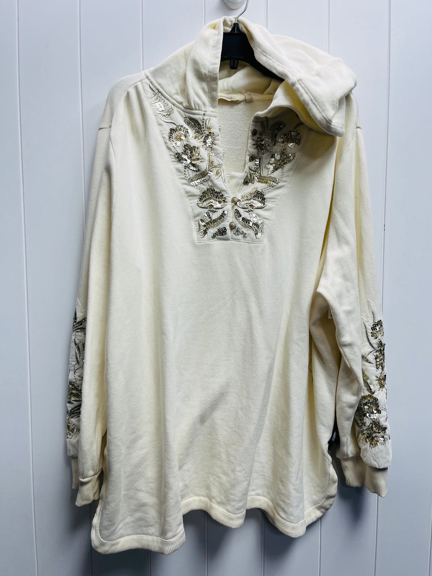 Sweatshirt Hoodie By Soft Surroundings In Cream, Size: 2x