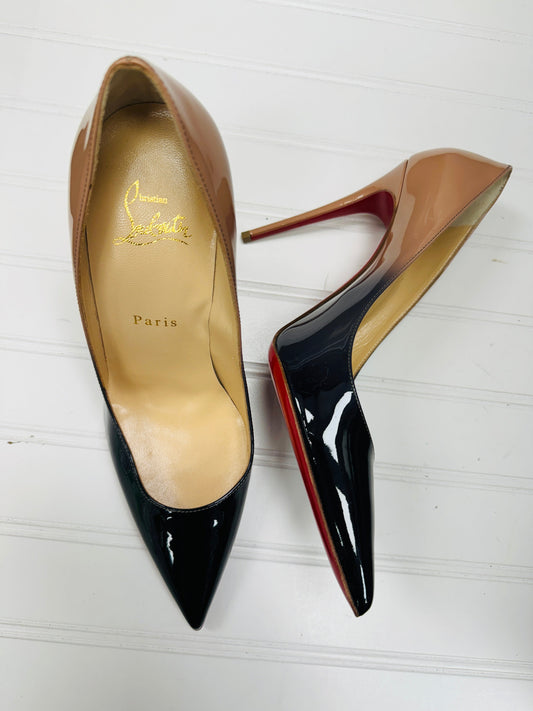 Shoes Luxury Designer By Christian Louboutin In Black & Tan, Size: 8.5