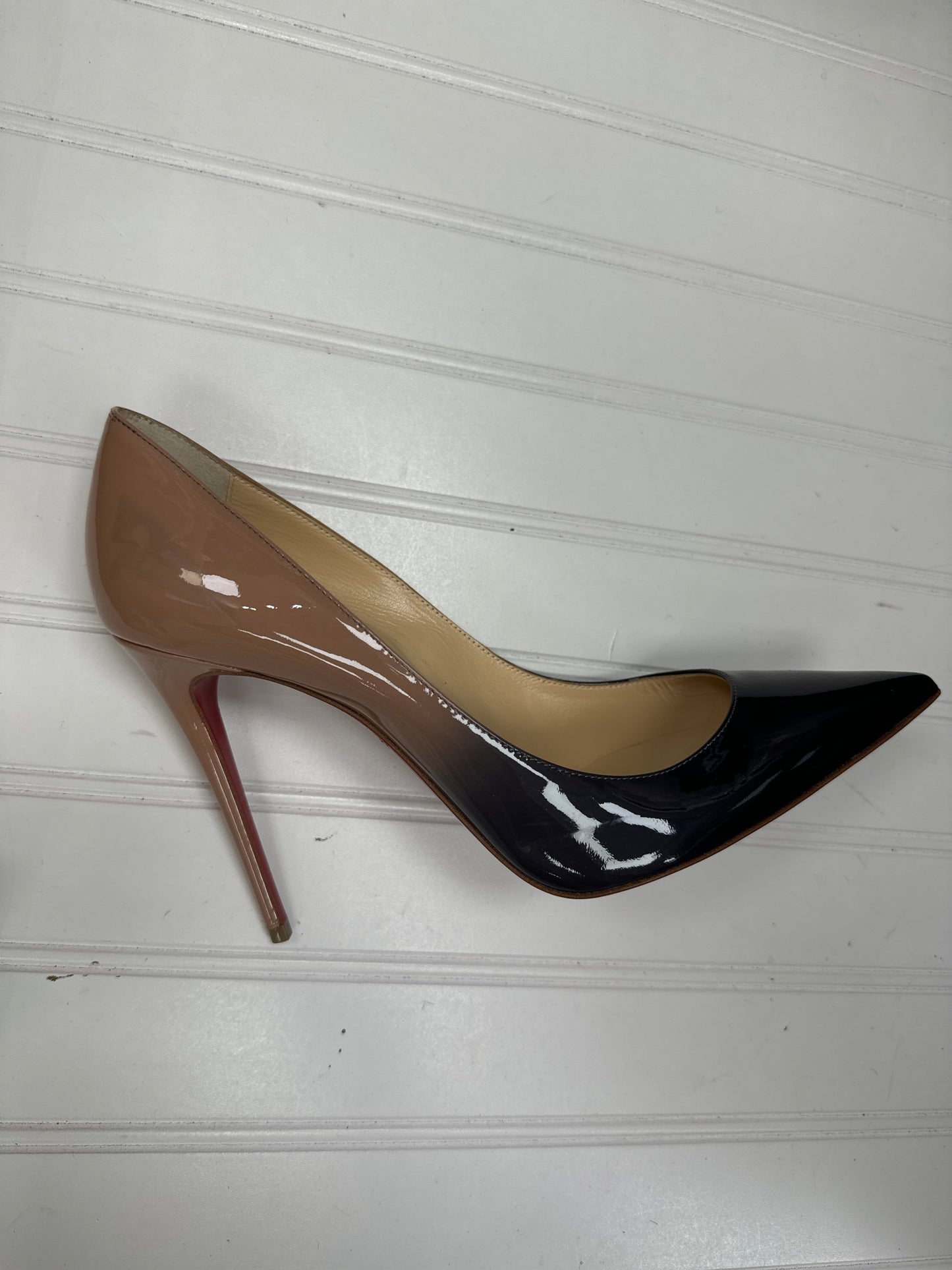 Shoes Luxury Designer By Christian Louboutin In Black & Tan, Size: 8.5