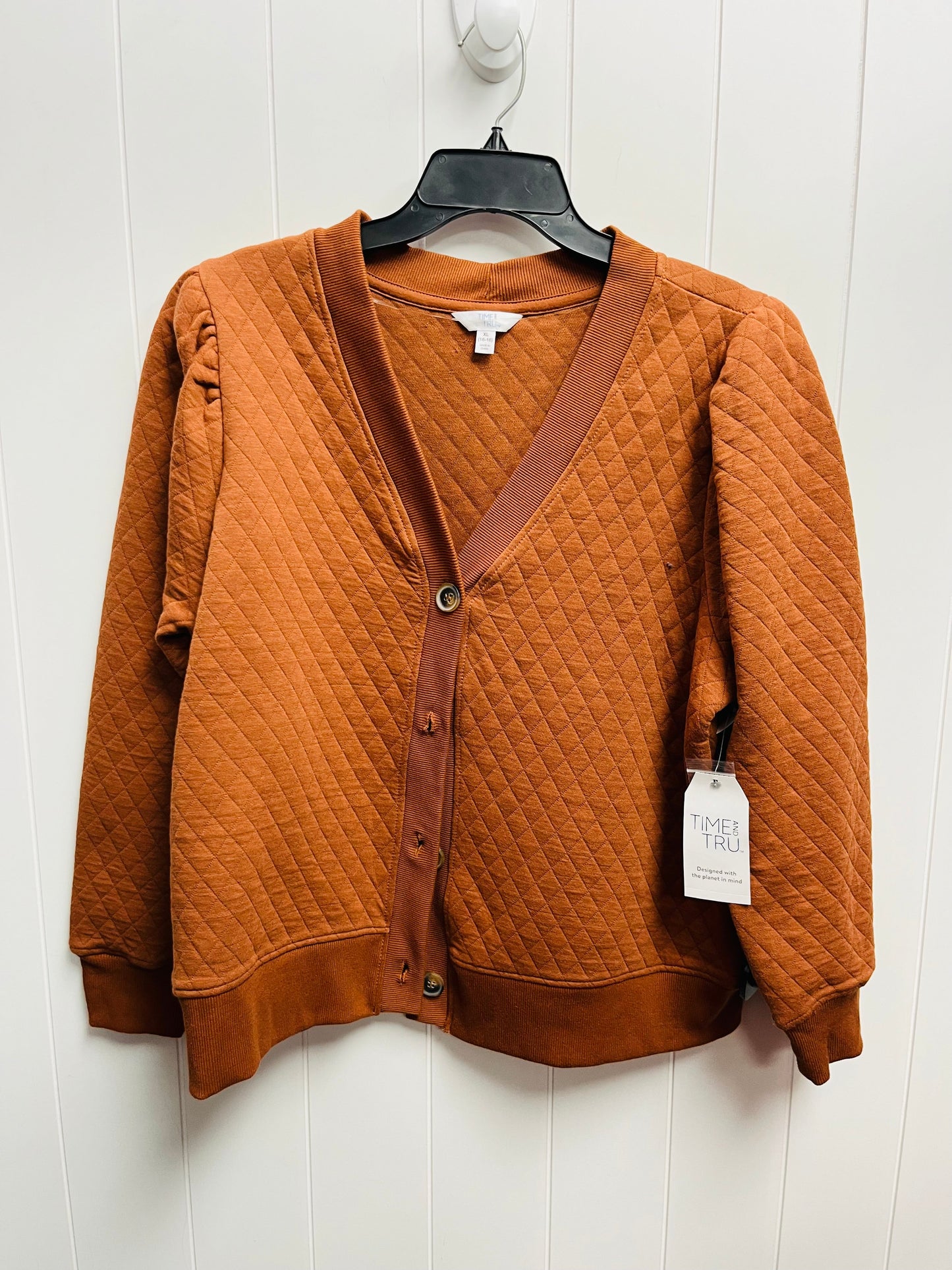 Sweater Cardigan By Time And Tru In Brown, Size: Xl