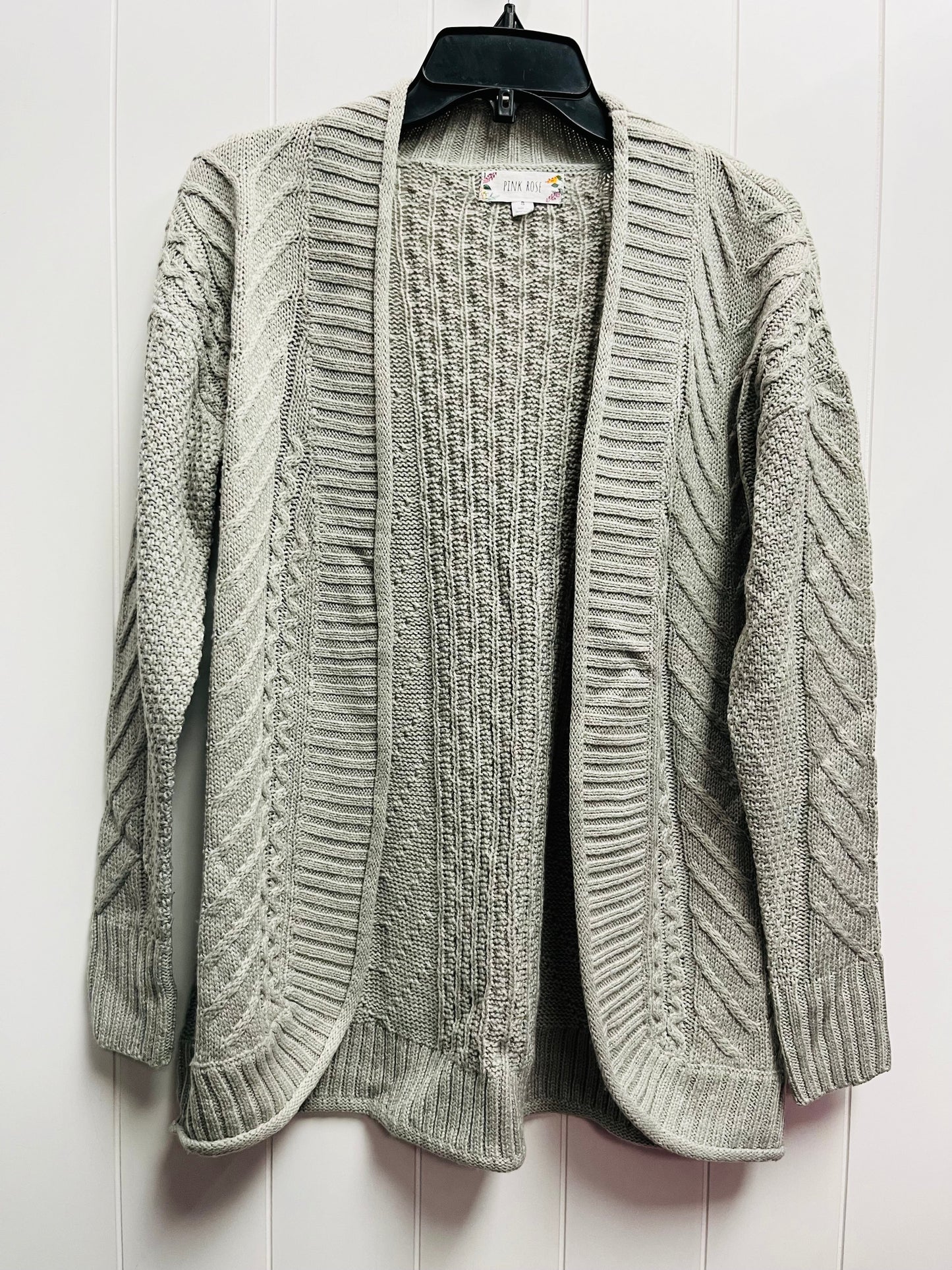 Sweater Cardigan By Pink Rose In Grey, Size: S