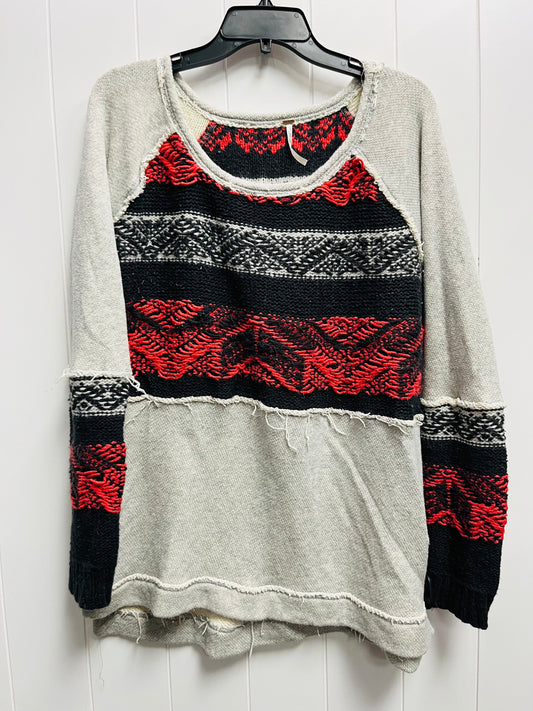 Sweater By Free People In Grey & Red, Size: L