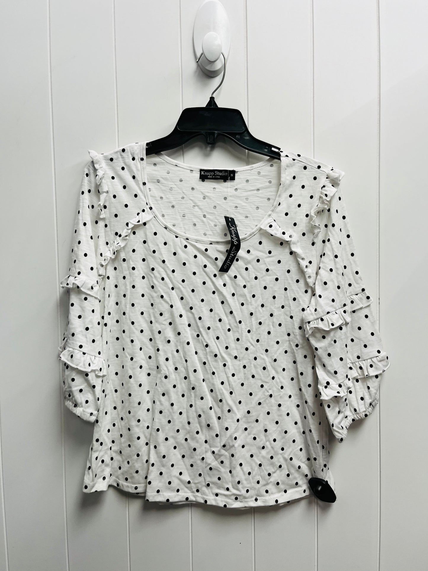 Top Long Sleeve By Knapp Studio In Black & White, Size: S