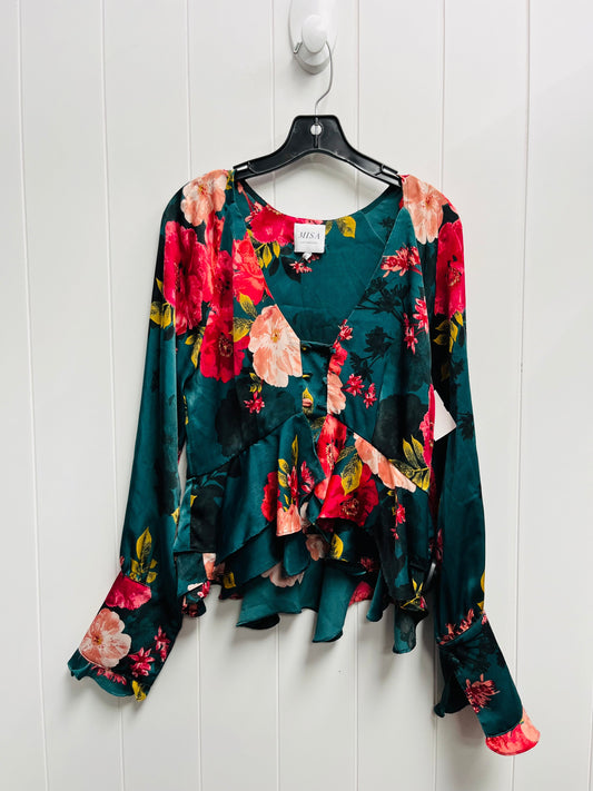 Blouse Long Sleeve By Misha In Green, Size: S