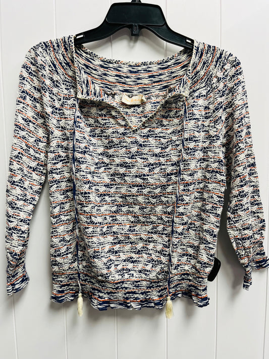 Top Long Sleeve Designer By Tory Burch In Blue & Orange, Size: 4