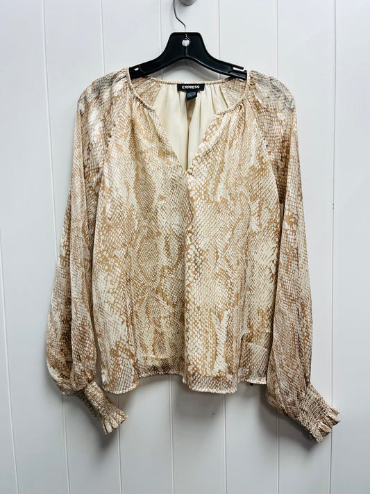 Top Long Sleeve By Express In Cream, Size: S