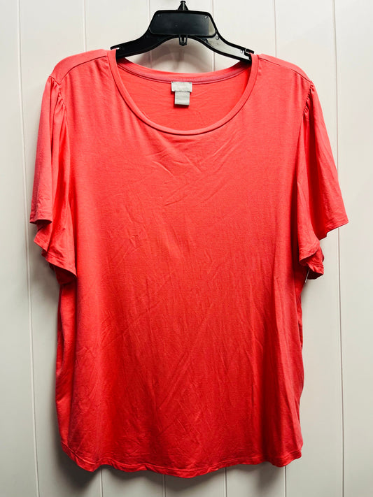 Top Short Sleeve Basic By Chicos In Coral, Size: Xl