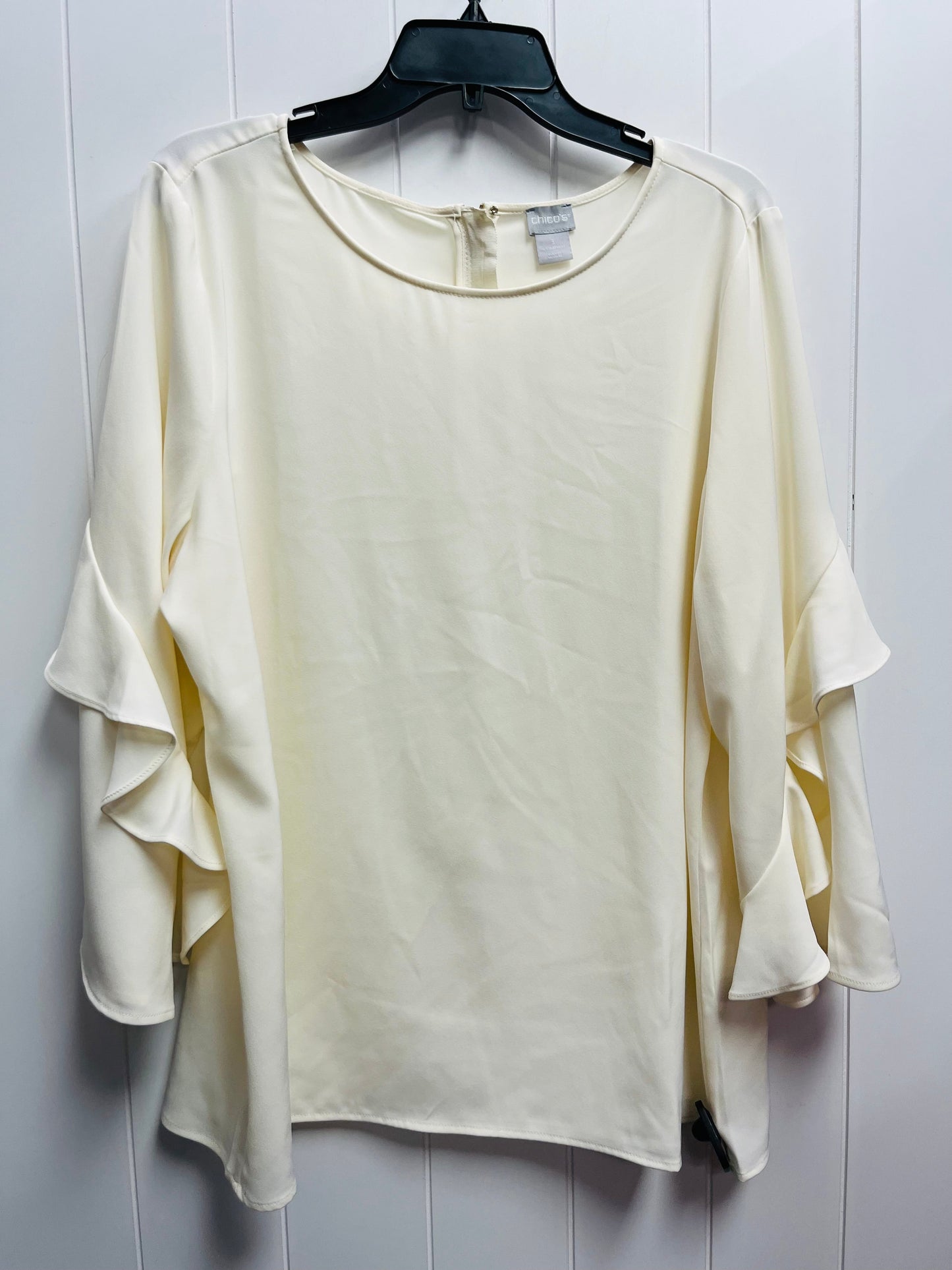 Blouse Long Sleeve By Chicos In Cream, Size: Xl