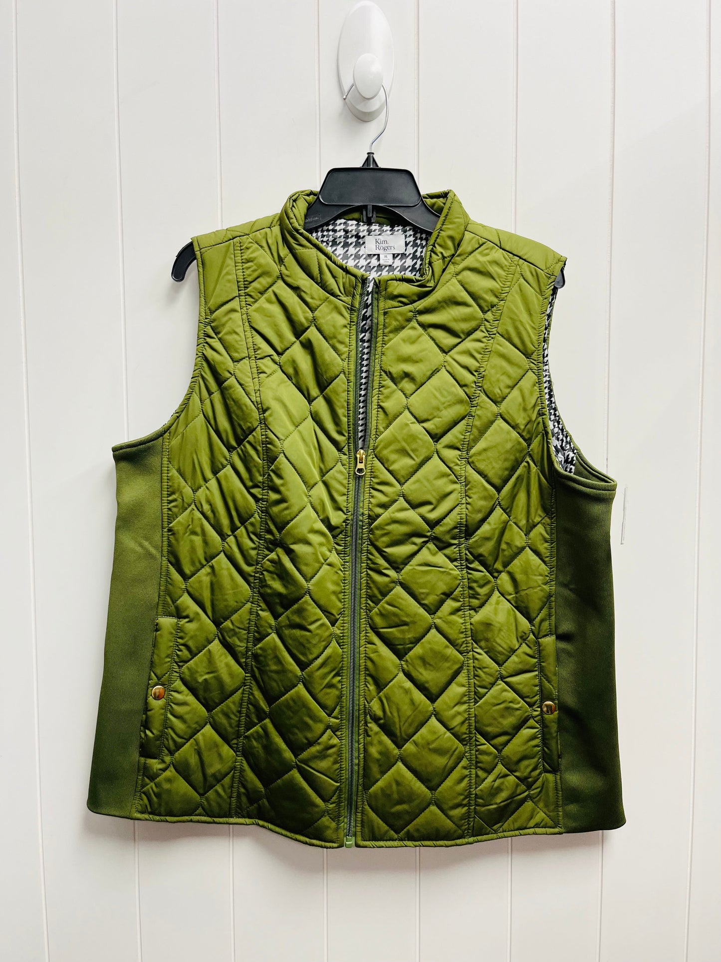 Vest Puffer & Quilted By Kim Rogers In Green, Size: Xl