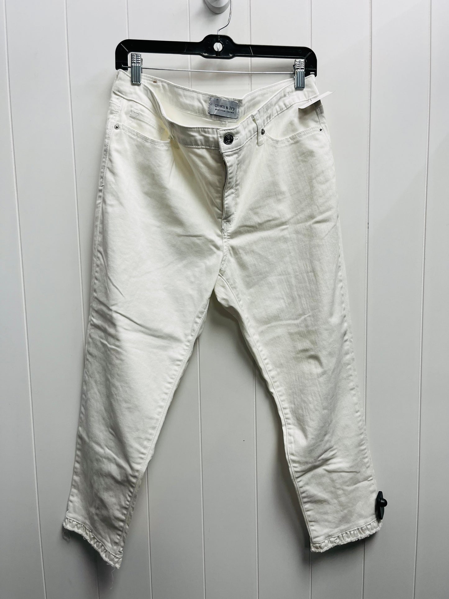 Jeans Cropped By Crown And Ivy In White Denim, Size: 14