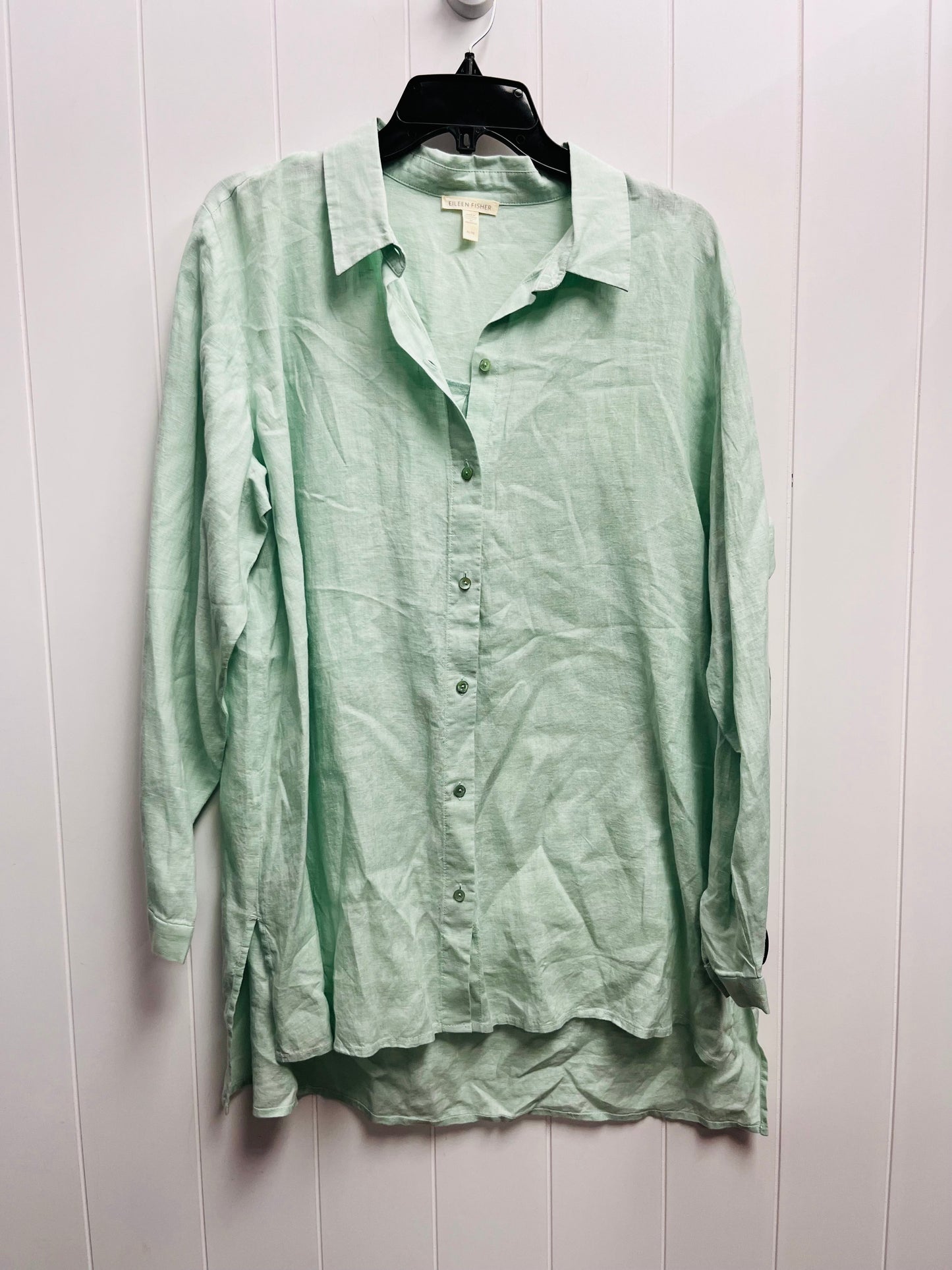 Top Long Sleeve By Eileen Fisher In Green, Size: Xl