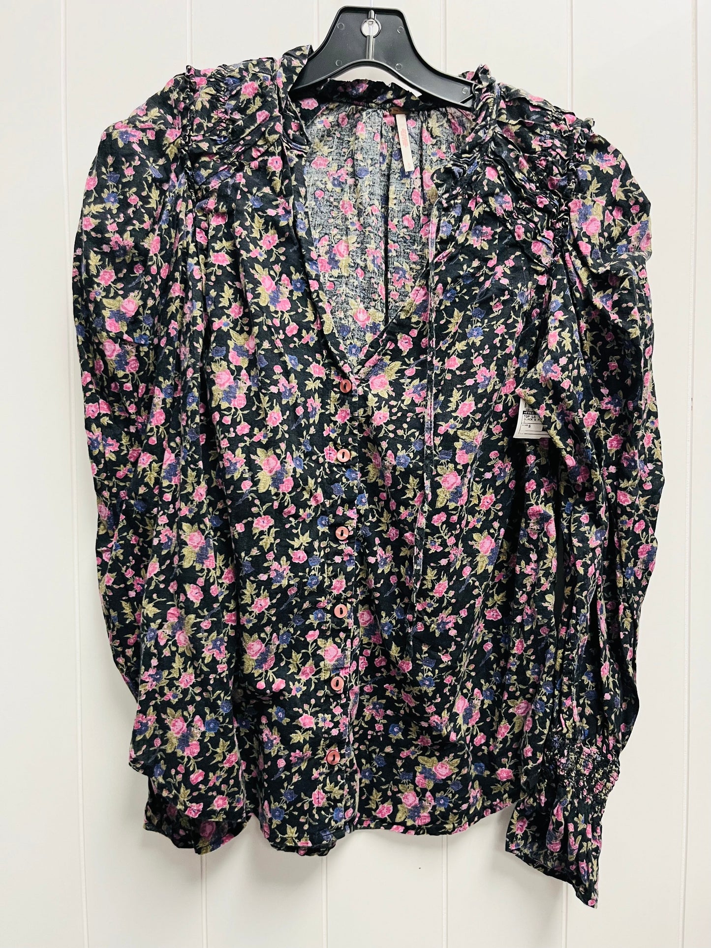 Top Long Sleeve By Free People In Black & Purple, Size: S