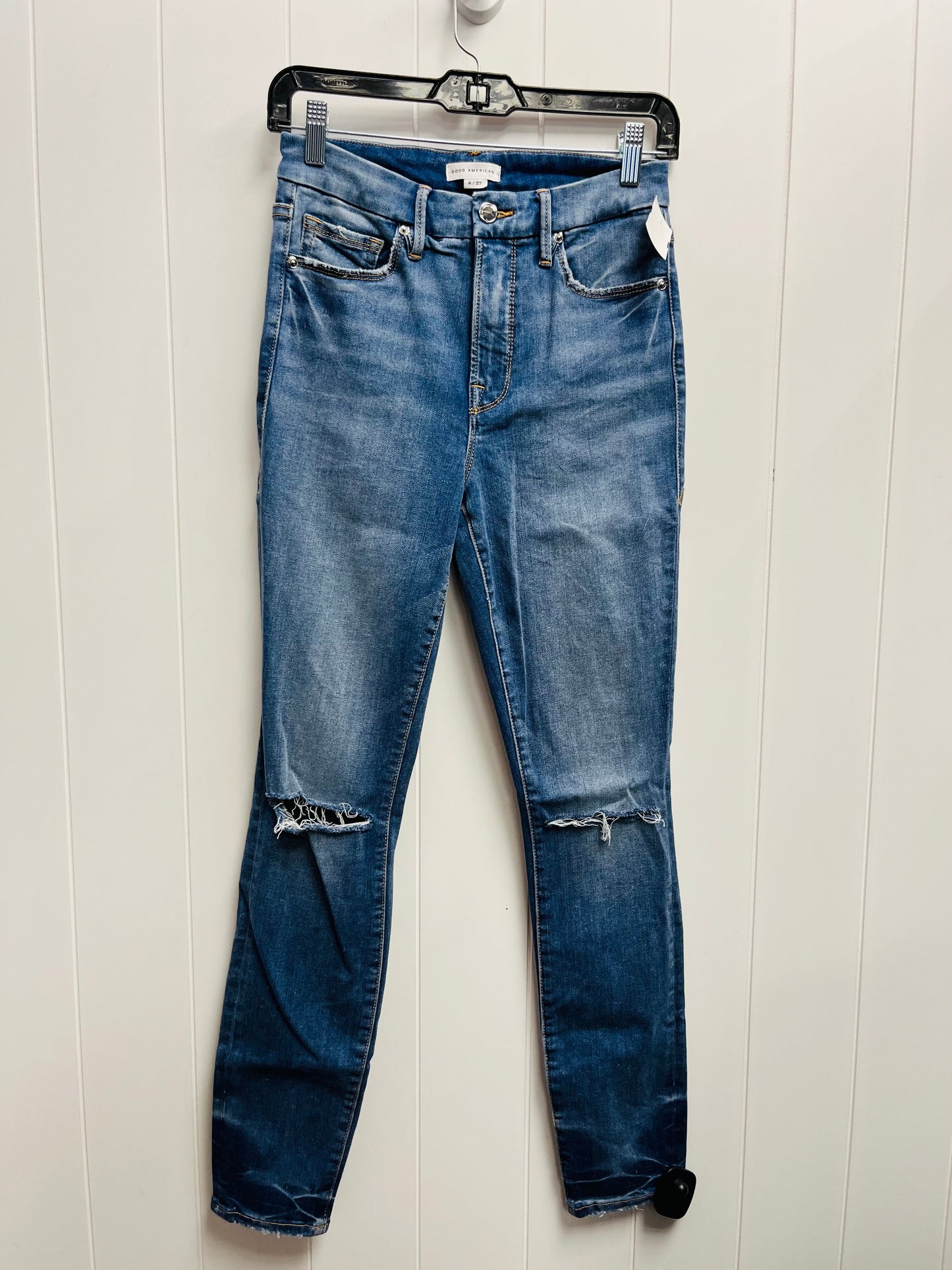 Jeans Skinny By Good American In Blue Denim, Size: 4