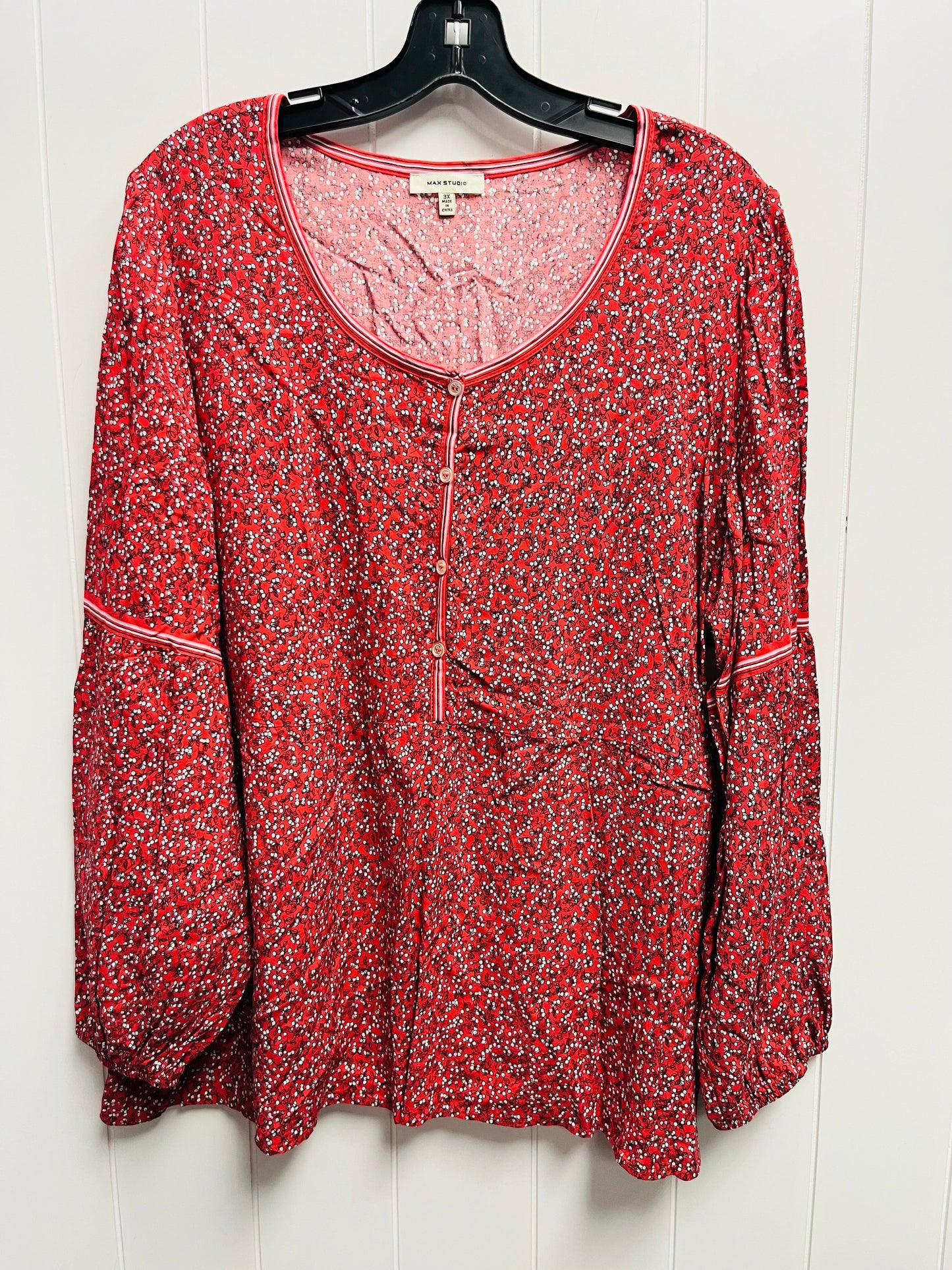 Top Long Sleeve By Max Studio In Red, Size: 3x