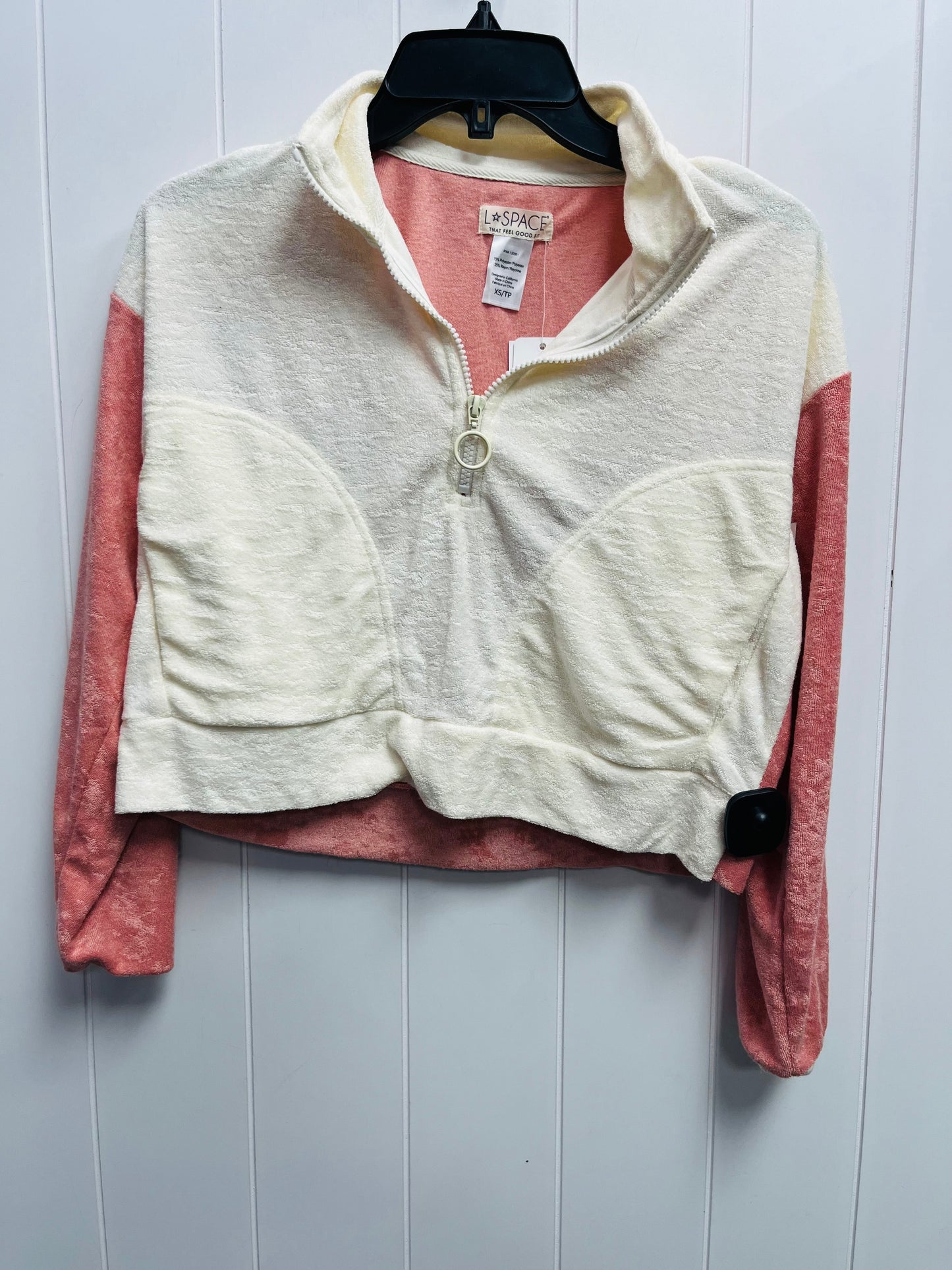 Top Long Sleeve By l space In Cream & Pink, Size: Xs