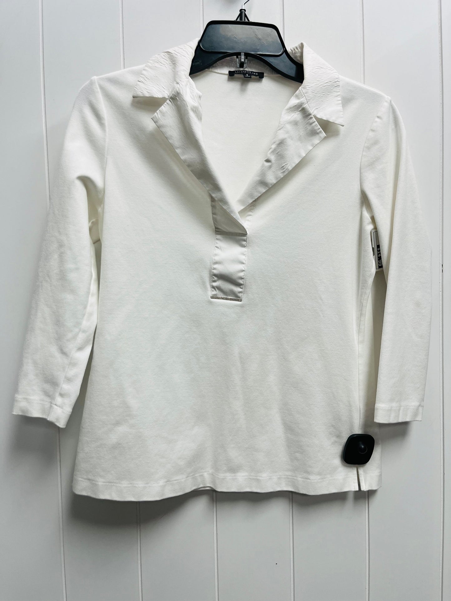 Top Long Sleeve Designer By Lafayette 148 In White, Size: S