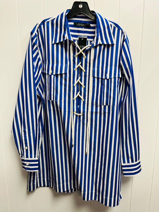 Tunic Long Sleeve By Lauren By Ralph Lauren In Blue & White, Size: L