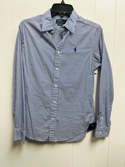 Top Long Sleeve By Polo Ralph Lauren In Blue & White, Size: 8