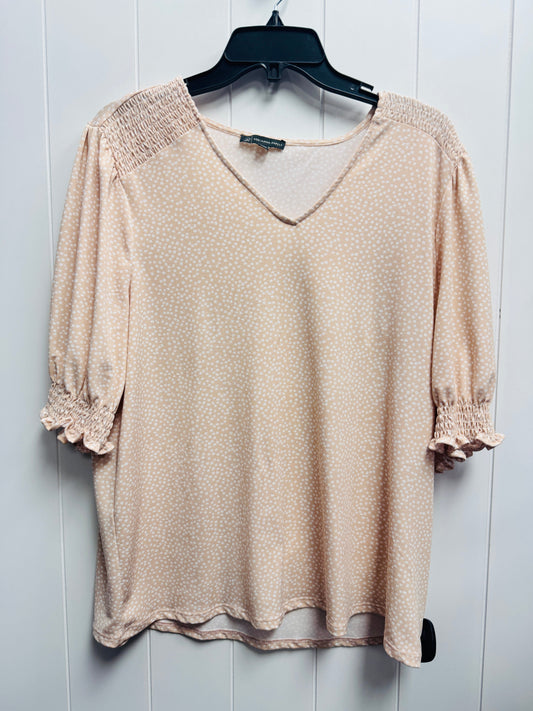 Top Short Sleeve By Adrianna Papell In Pink & White, Size: Xl