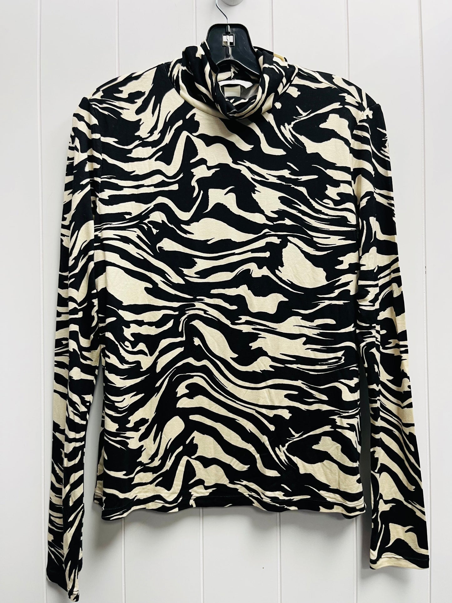 Top Long Sleeve By H&m In Black & Cream, Size: L