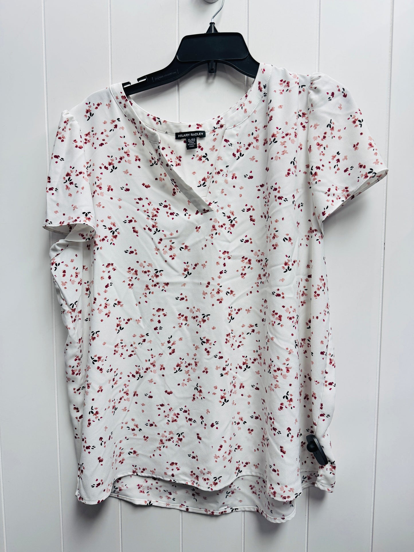 Top Short Sleeve By Hilary Radley In Pink & White, Size: Xl