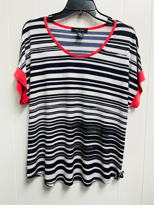 Top Short Sleeve By adele & may In Blue & White, Size: Xl