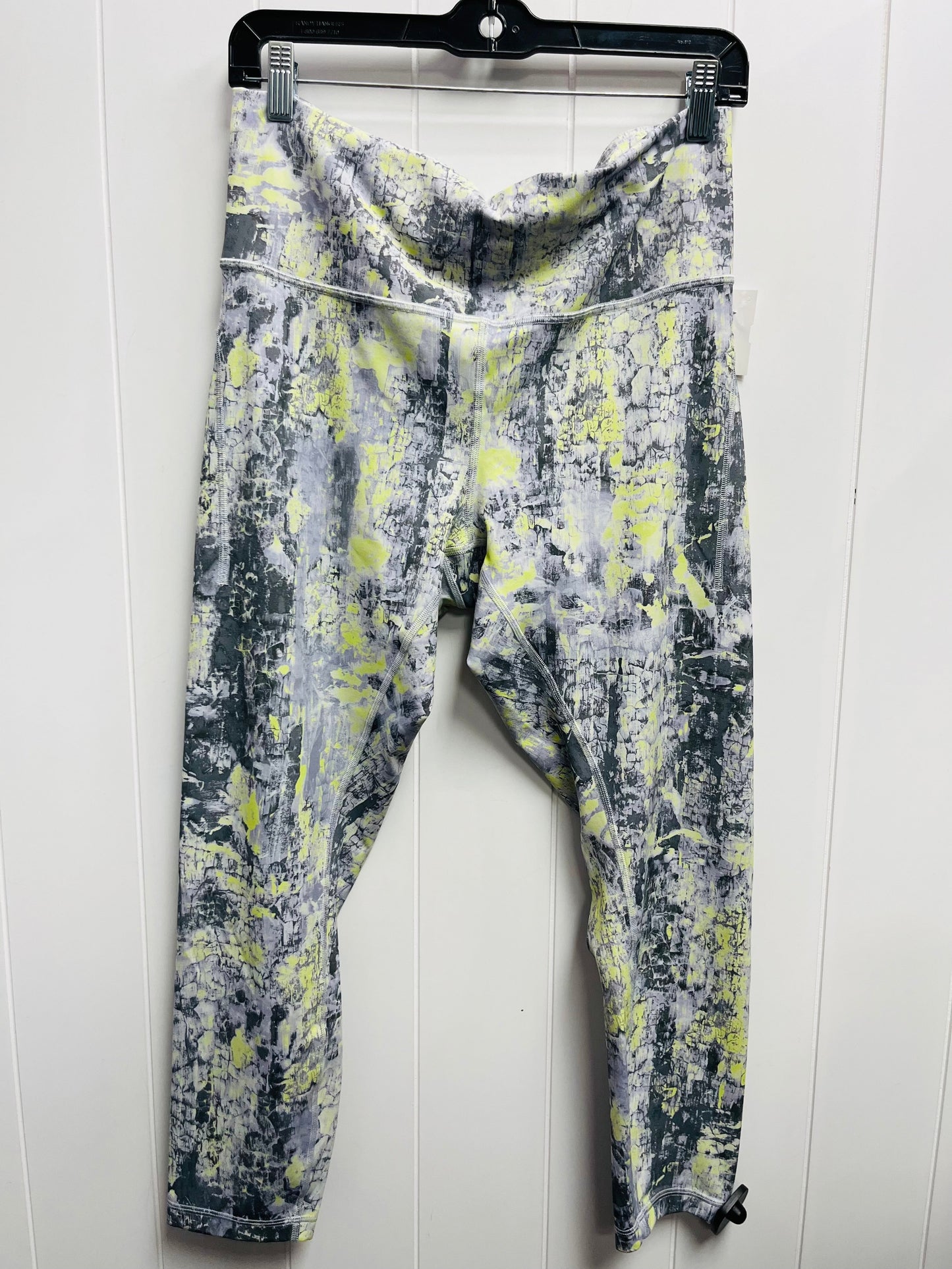 Athletic Leggings By Lululemon In Grey & Yellow, Size: 14