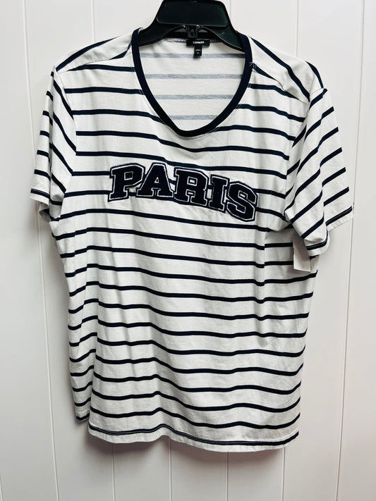 Top Short Sleeve By Express In Blue & White, Size: Xl