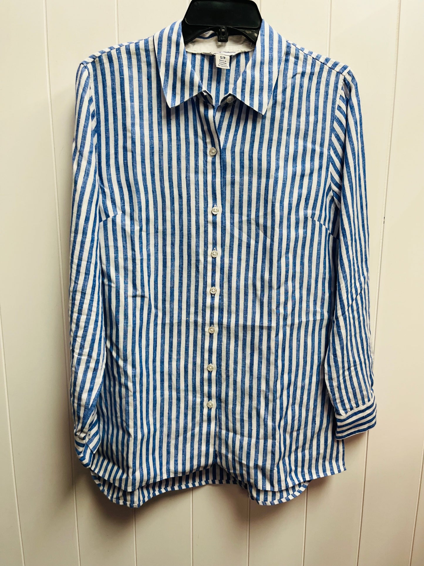 Top Long Sleeve By Tommy Bahama In Blue & White, Size: S