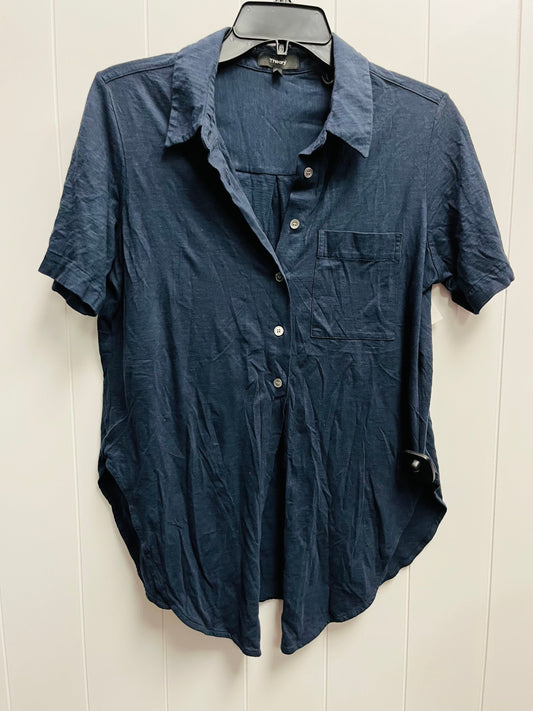 Top Short Sleeve By Theory In Navy, Size: M