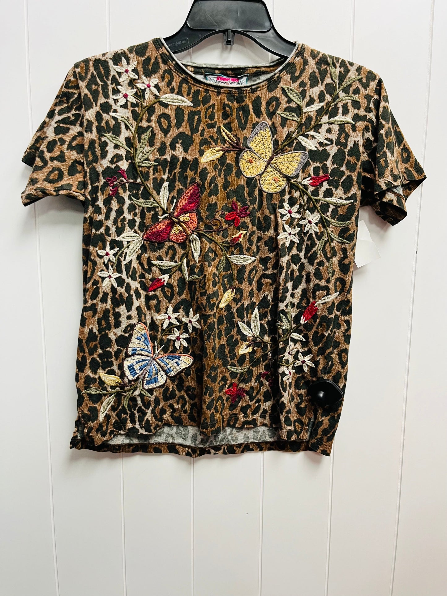 Top Short Sleeve By Johnny Was In Animal Print, Size: Xxs