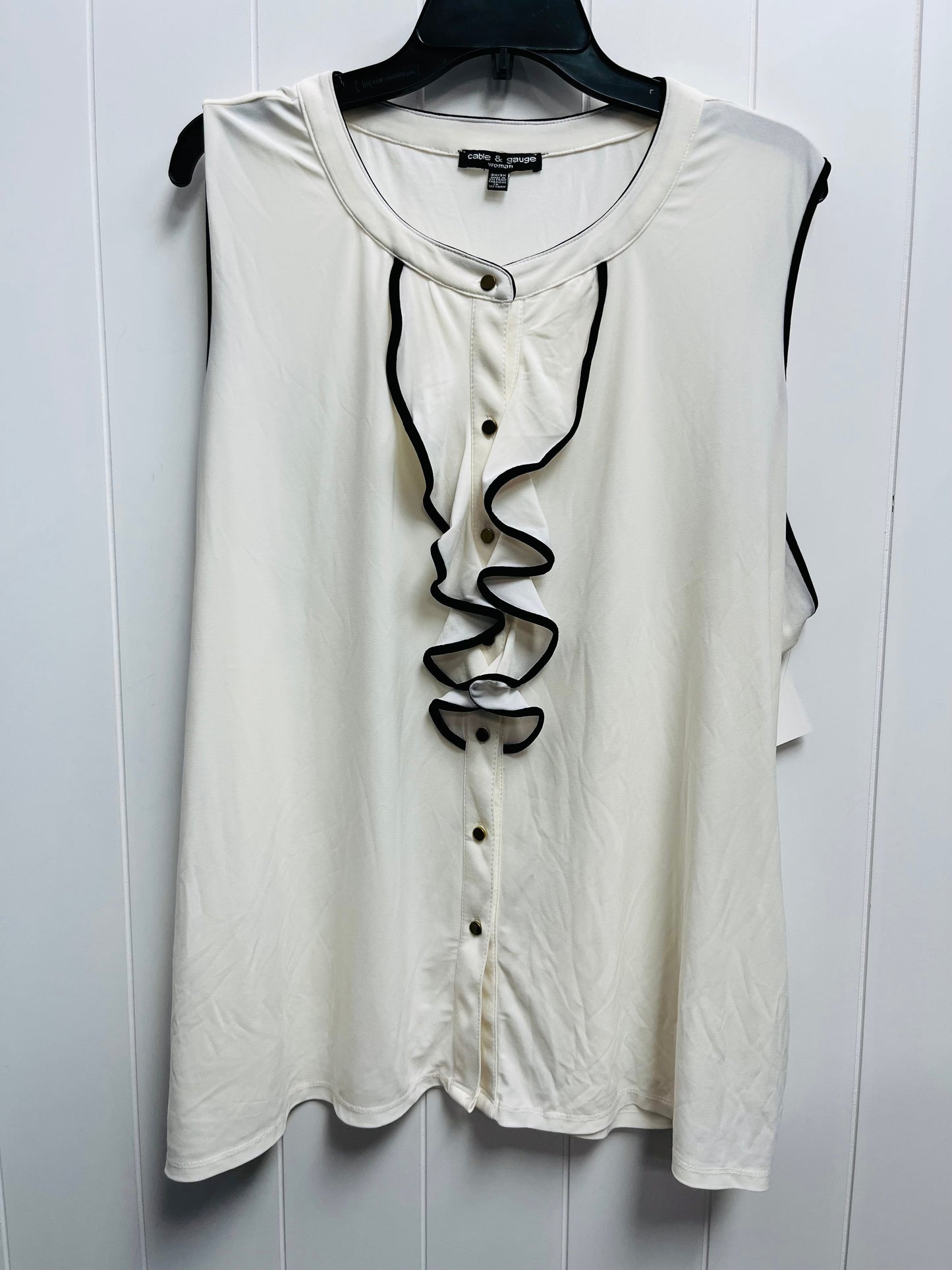 Top Sleeveless By Cable And Gauge In Black & Cream, Size: 3x