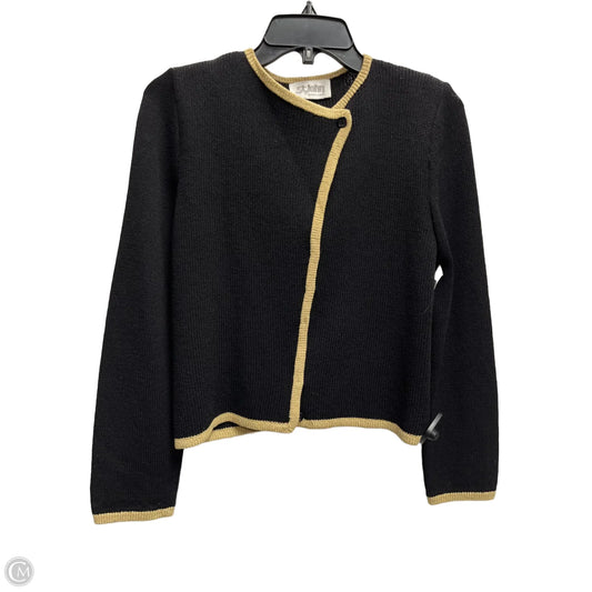 Sweater Cardigan Luxury Designer By St John Collection In Black & Gold, Size: M