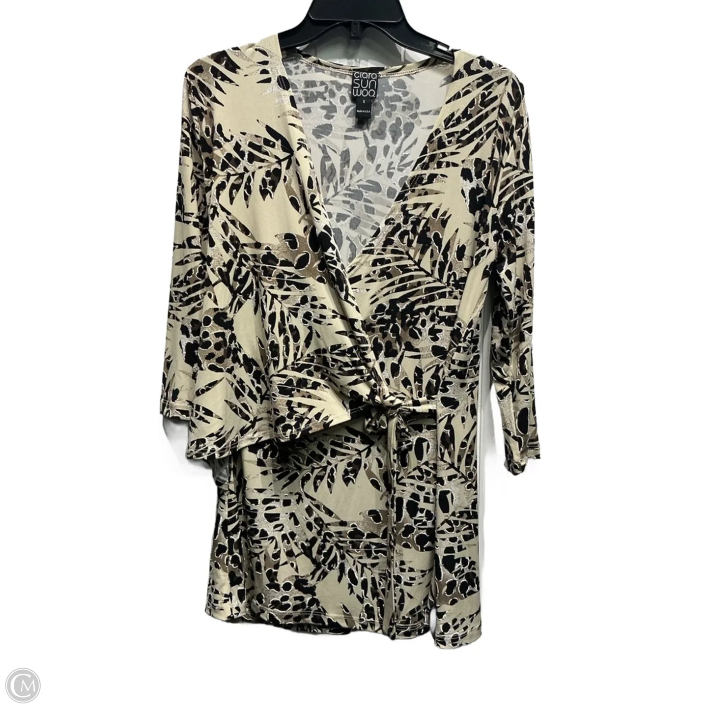 Top Long Sleeve By Clara Sun Woo In Black & Cream, Size: S