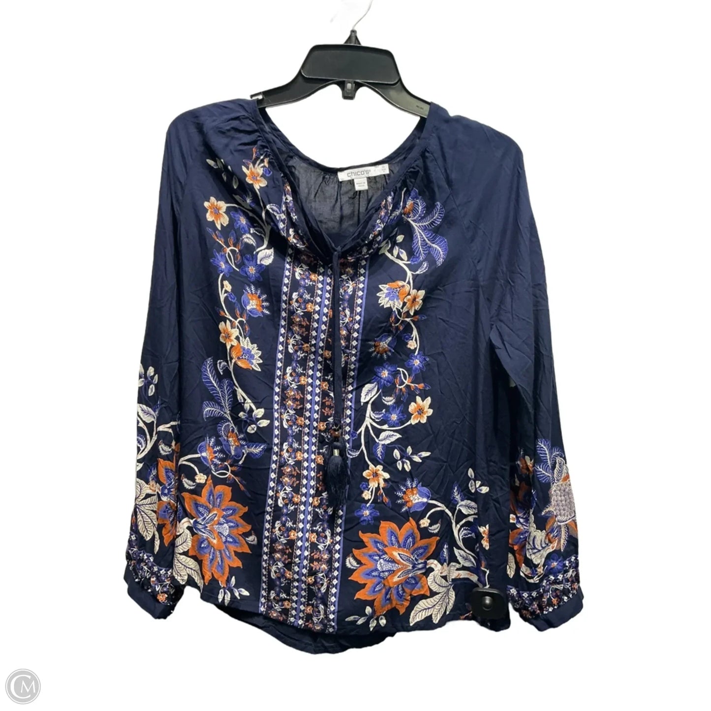 Top Long Sleeve By Chicos In Navy, Size: 4