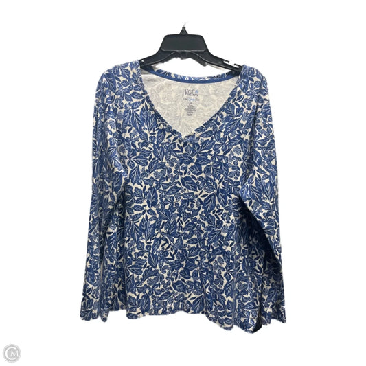 Top Long Sleeve By Croft And Barrow In Blue & White, Size: Xxl