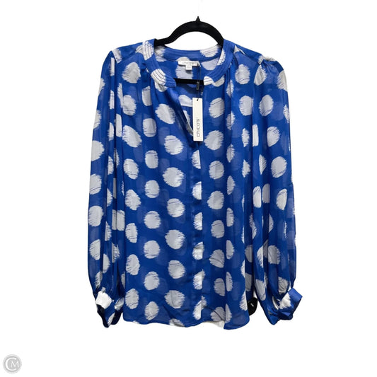 Top Long Sleeve By Chicos In Blue & White, Size: 8