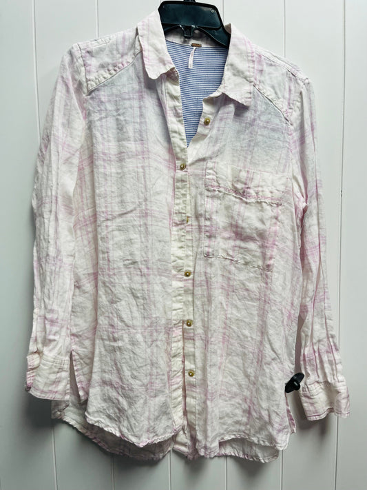 Purple & White Top Long Sleeve Free People, Size S