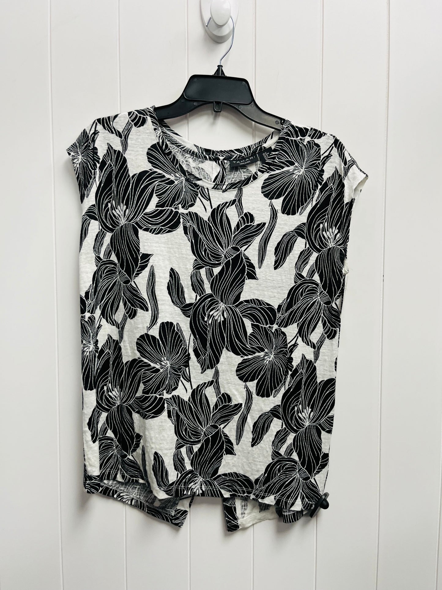 Top Short Sleeve By T Tahari In Black & White, Size: M