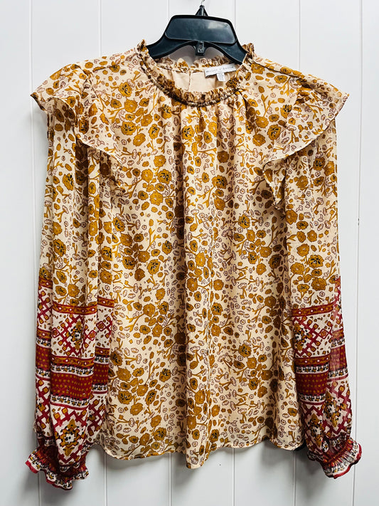 Blouse Long Sleeve By MAISON D AMELIE In Orange, Size: M