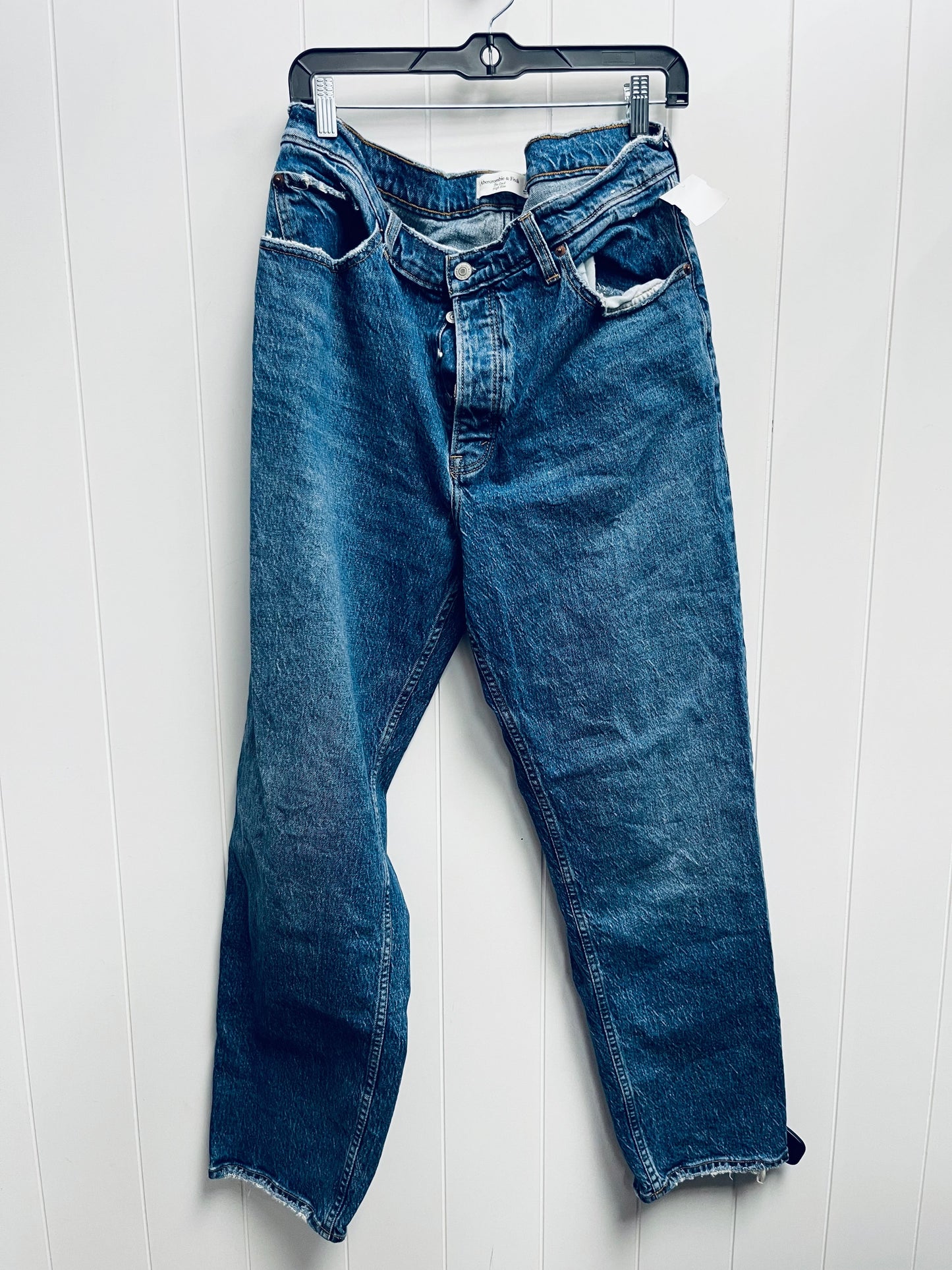 Jeans Straight By Abercrombie And Fitch In Blue Denim, Size: 14