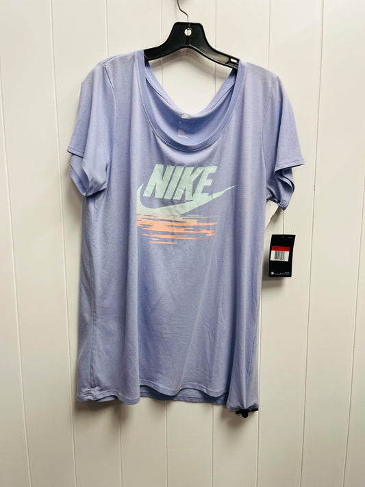 Athletic Top Short Sleeve By Nike In Purple, Size: L