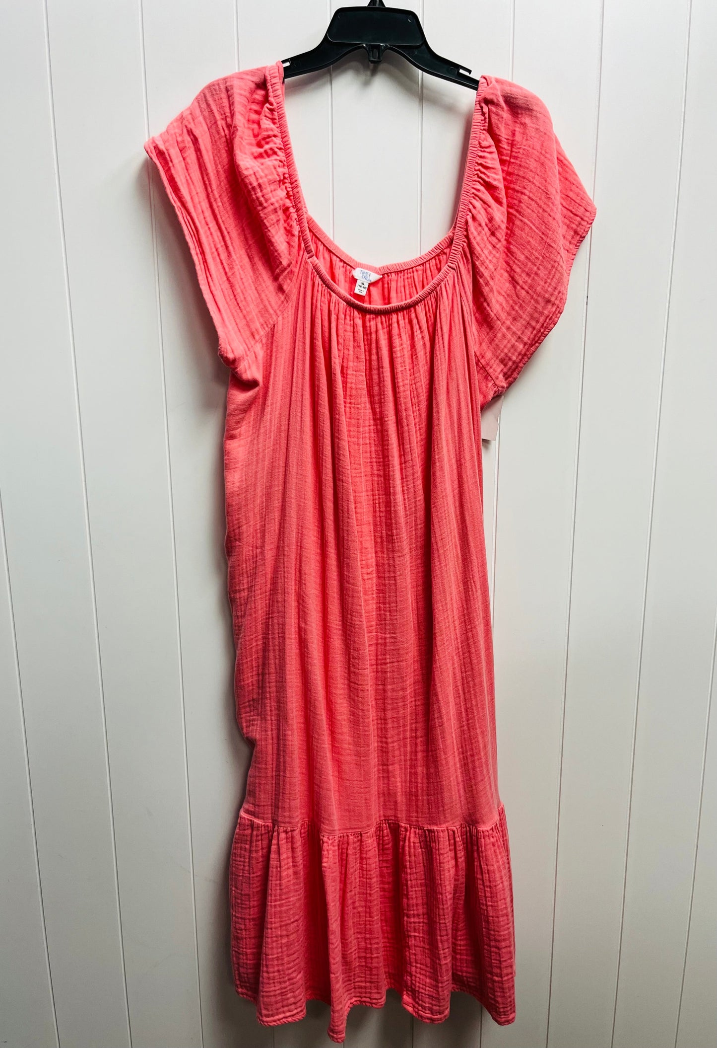 Peach Dress Casual Midi Time And Tru, Size Xl