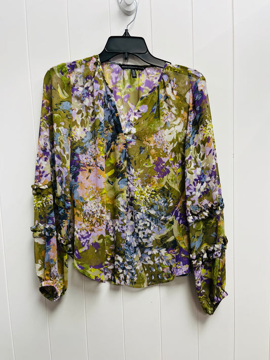 Blouse Long Sleeve By White House Black Market In Green & Purple, Size: Xs