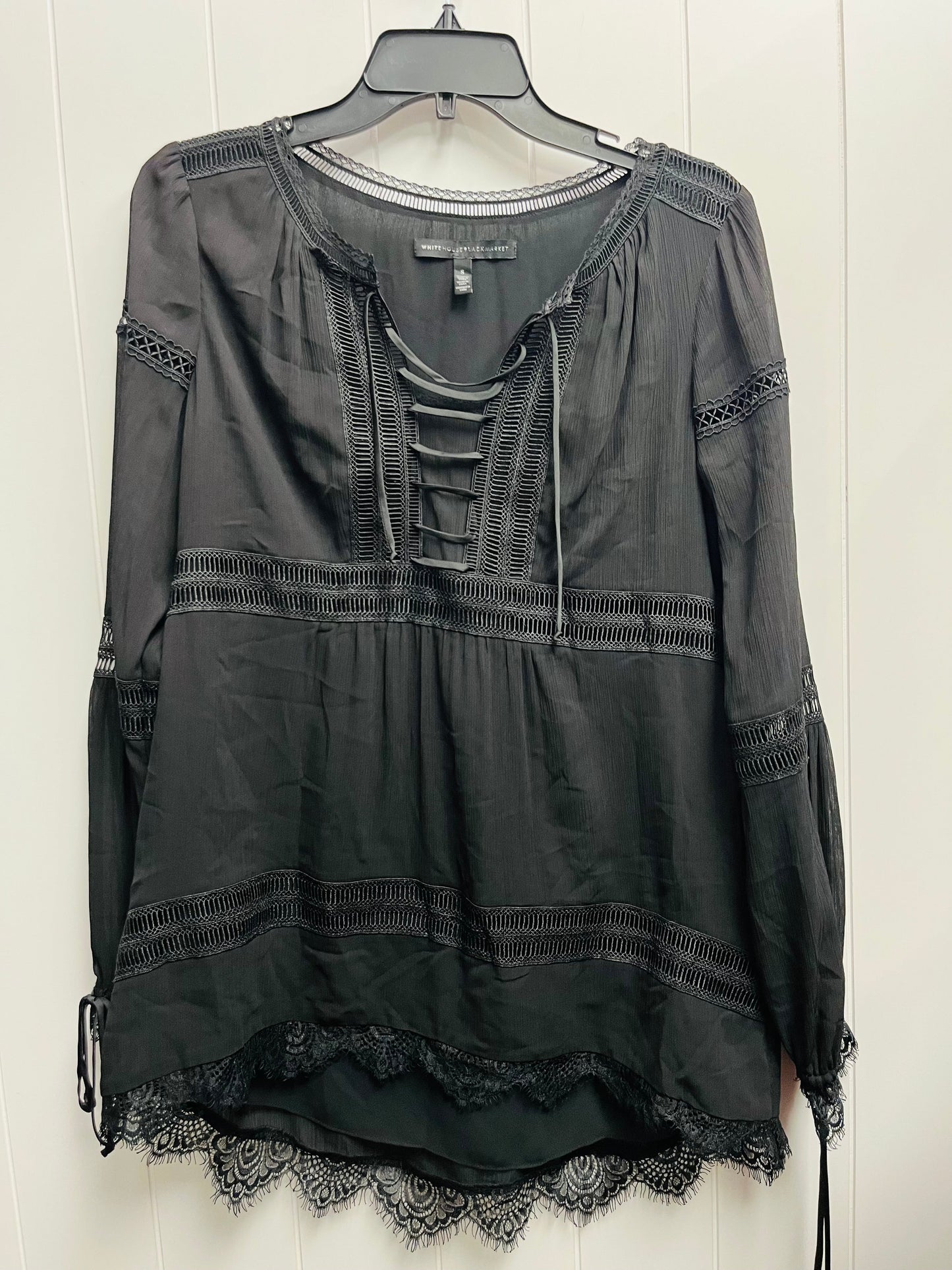 Top Long Sleeve By White House Black Market In Black, Size: S