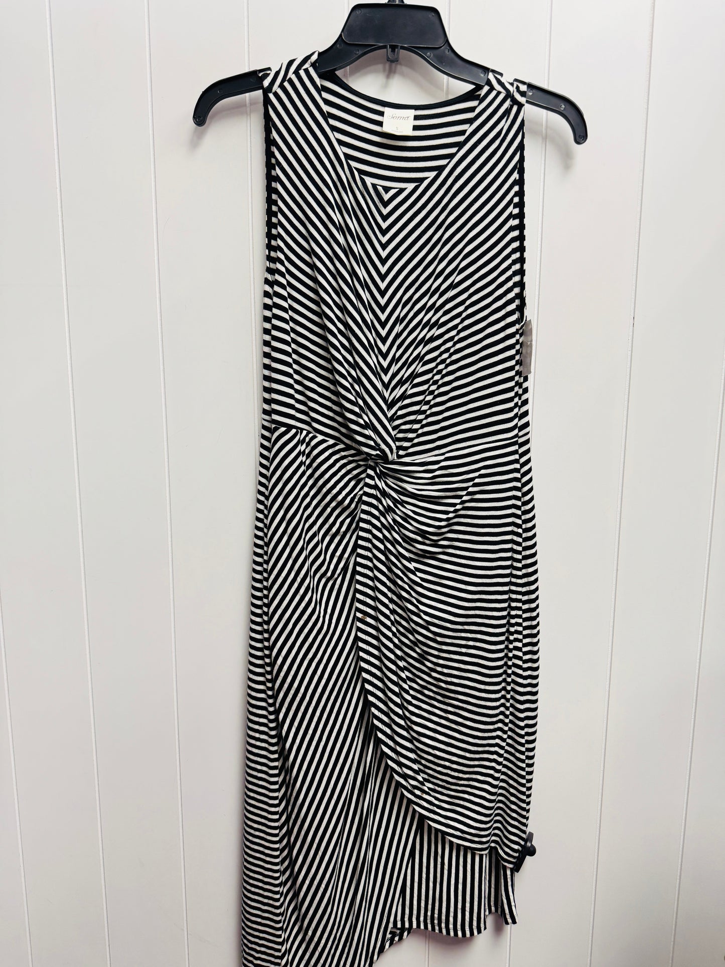 Dress Casual Midi By Soma In Black & White, Size: S