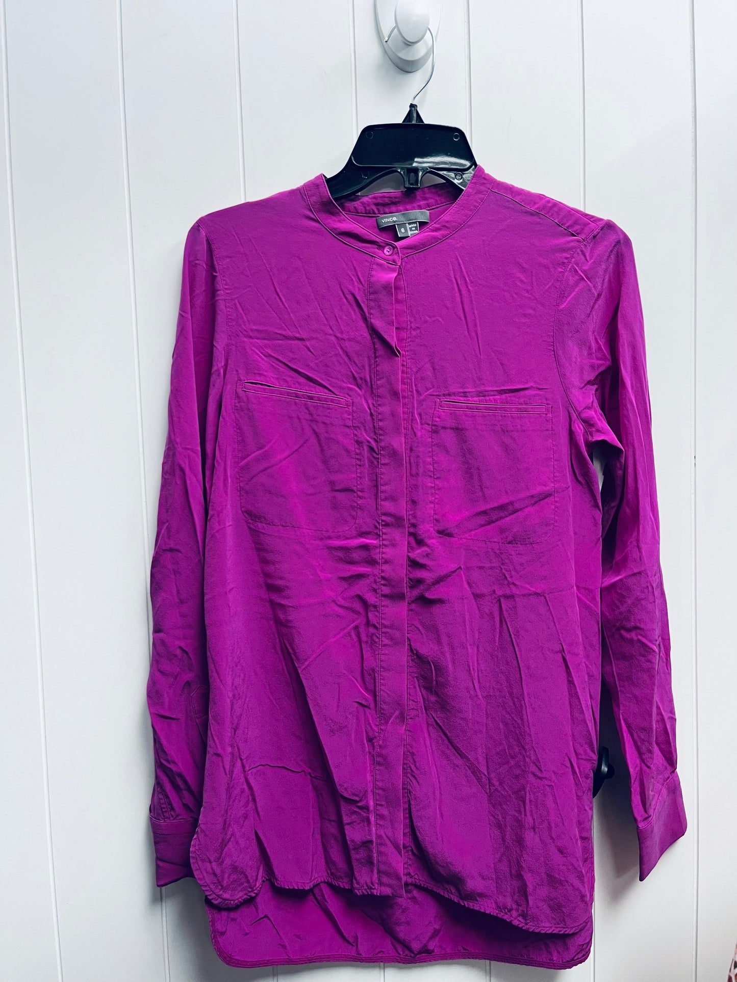 Blouse Long Sleeve By Vince In Purple, Size: 6