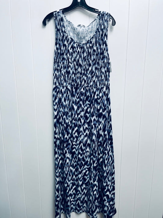 Dress Casual Midi By Calvin Klein In Blue & Purple, Size: L