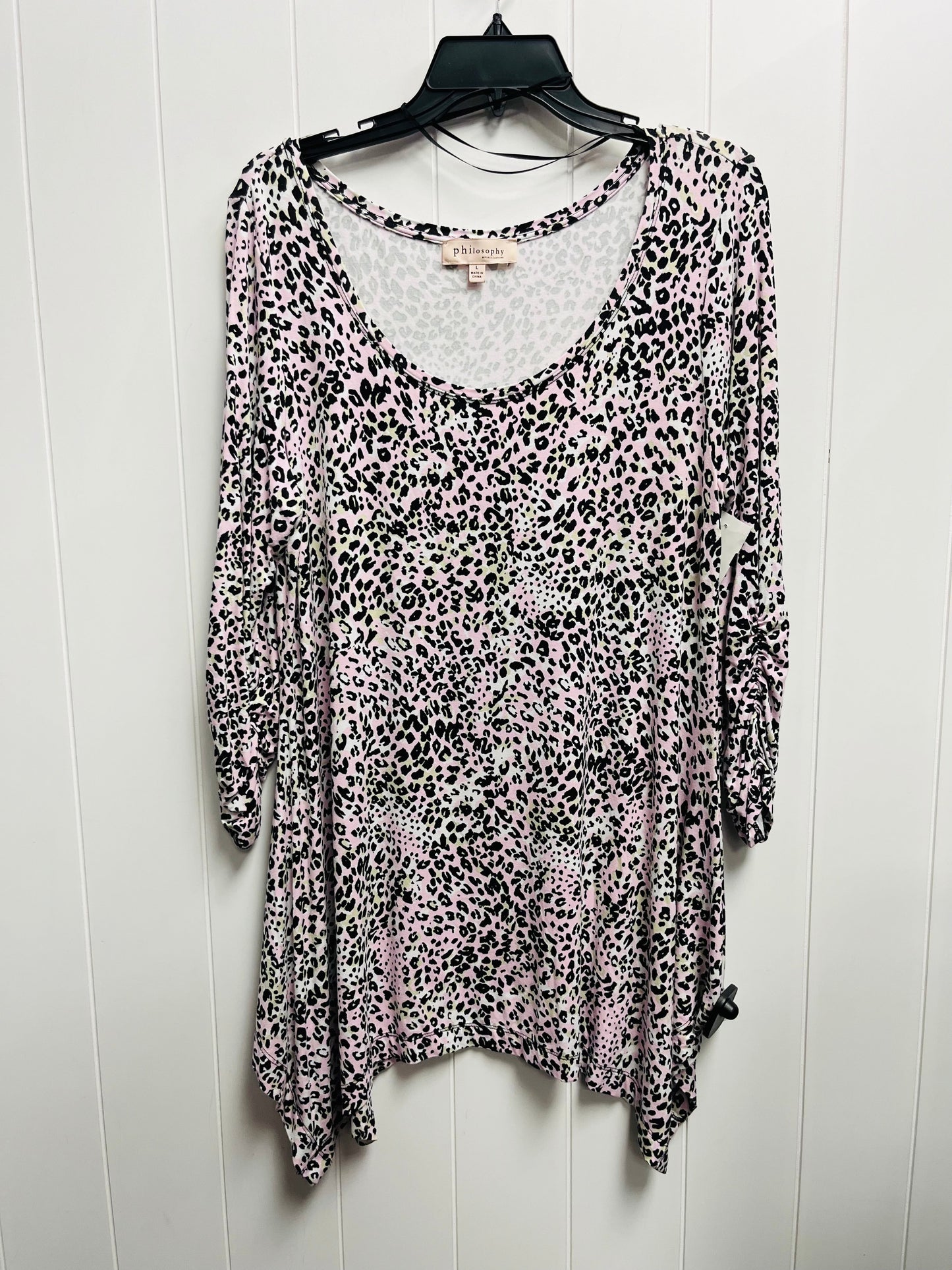 Tunic 3/4 Sleeve By Philosophy In Pink & Tan, Size: L